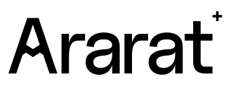 Stylized black outline of Mount Ararat with two peaks and a curved base.