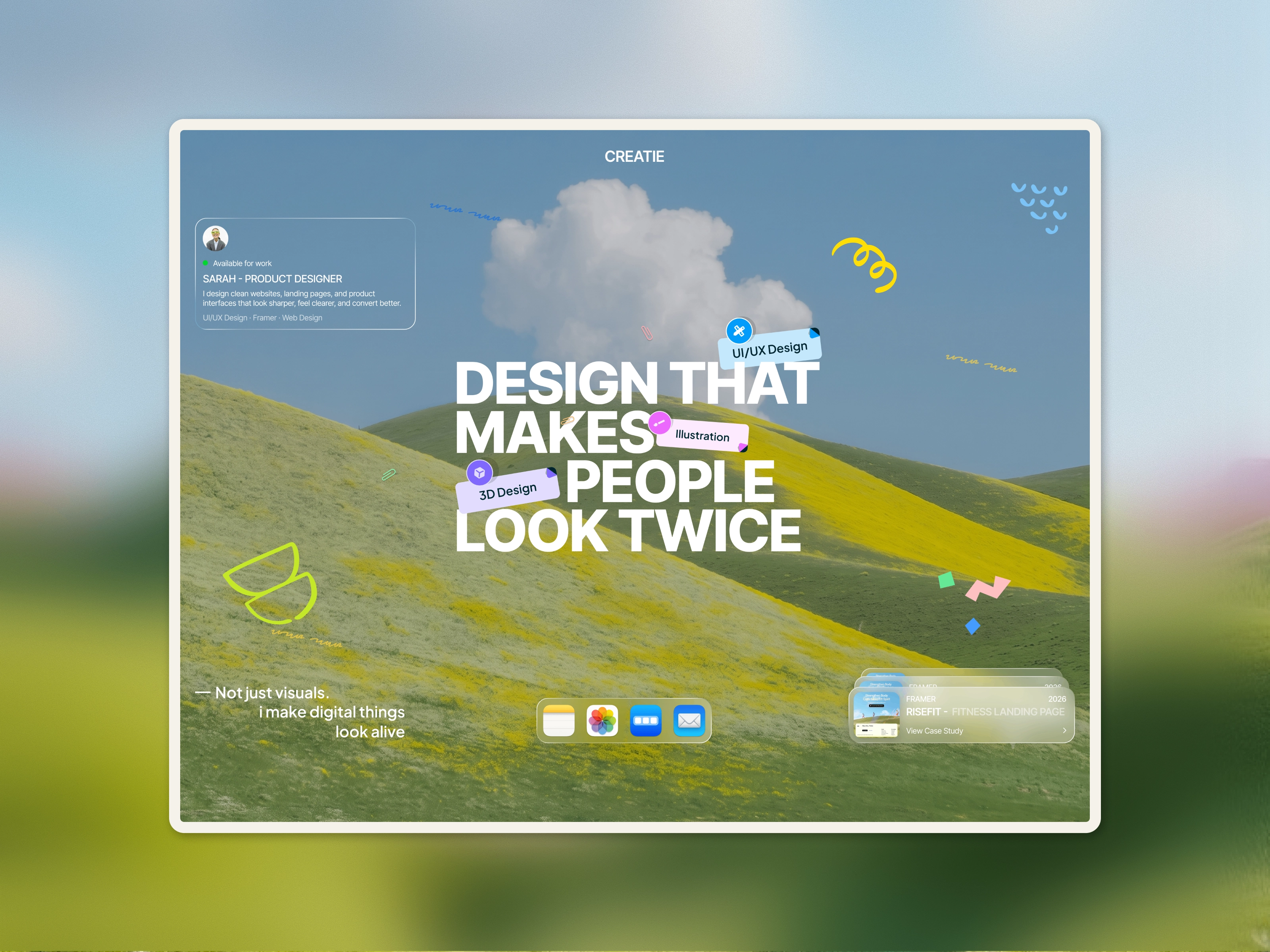 Creatie product designer portfolio in Framer